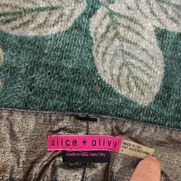 Alice + Olivia Gold Black Jeans 4 Metallic Skinny Cargo Pants y2k Stretch Low Ri - Picture 3 of 16